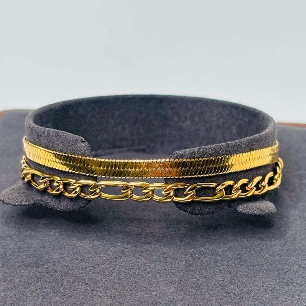 Savvy Cie Jewels 2 Piece 18K Gold Plated Bracelet Set